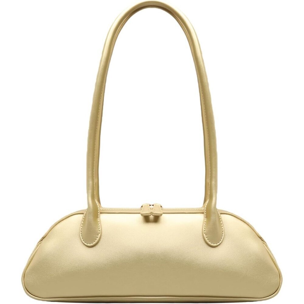 Women’s Gold Pu Leather Y2k Shoulder Bag Trendy Fashion Work Travel Bag